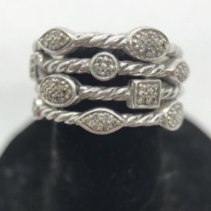 David Yurman 4 Row Diamond Confetti Cable Ring
